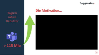 3
Täglich
aktive
Benutzer
> 115 Mio
Die Motivation…
 