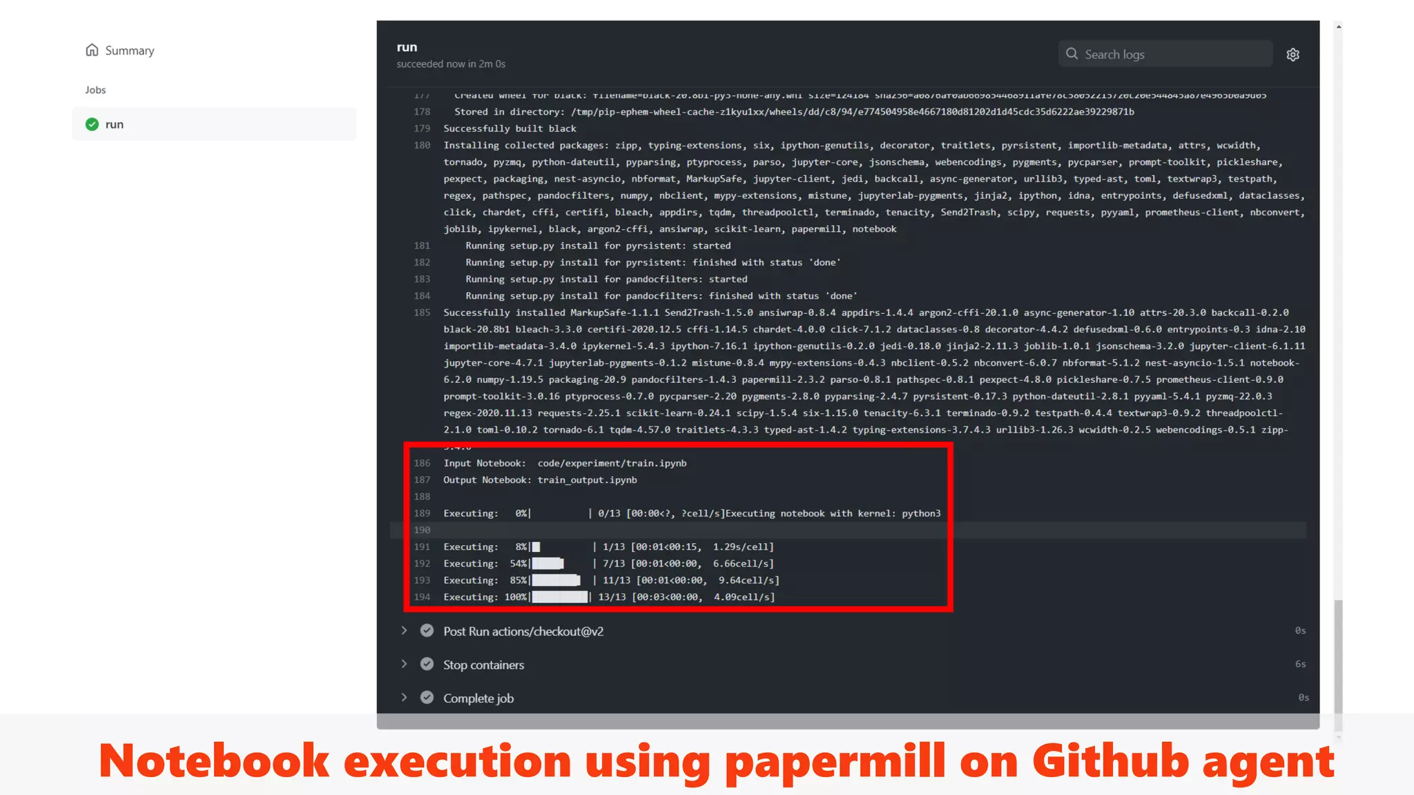 Notebook execution using papermill on Github agent
 
