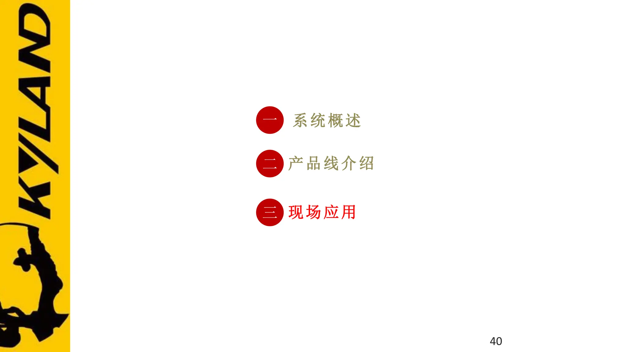 40
一 系统概述
二 产品线介绍
三 现场应用
 