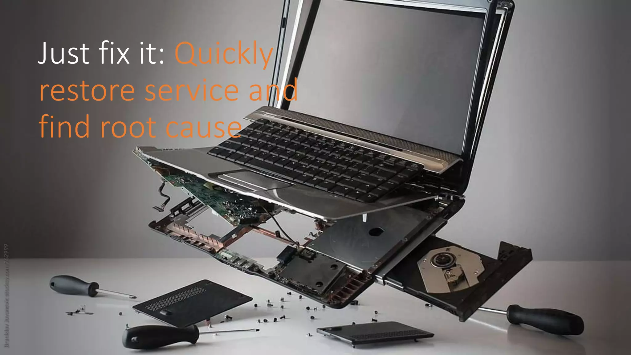 Just fix it: Quickly
restore service and
find root cause
 