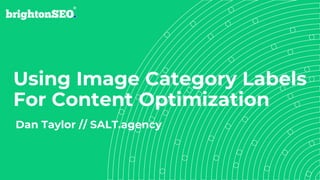 Using Image Category Labels
For Content Optimization
Dan Taylor // SALT.agency
 
