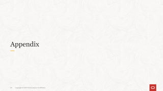 Appendix
Copyright © 2021 Oracle and/or its affiliates
64
 