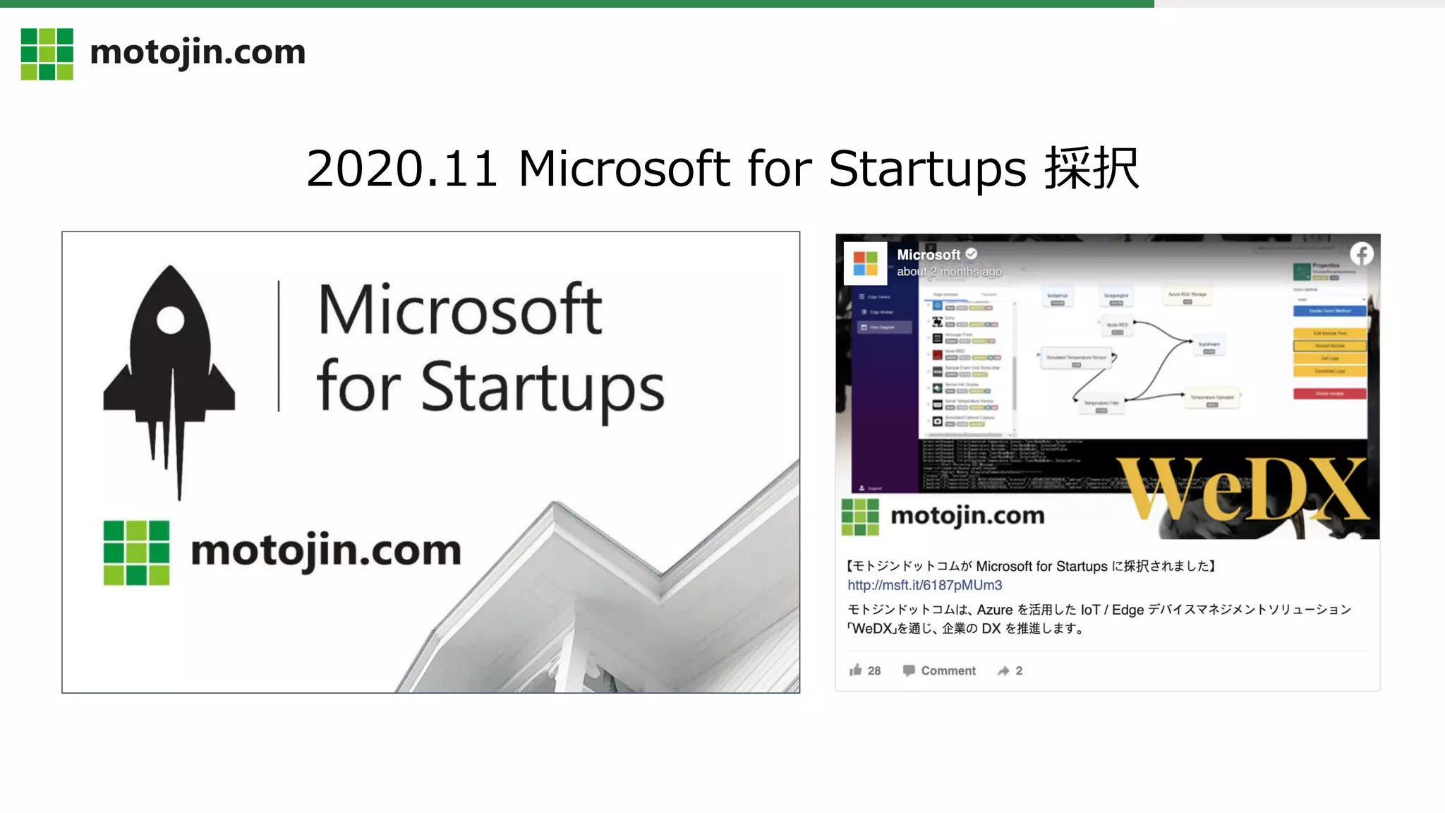 2020.11 Microsoft for Startups 採択
 