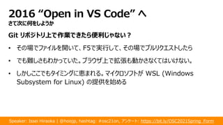 Visual Studio Code のこれまでとこれから at OSC 2021 Online/Spring
