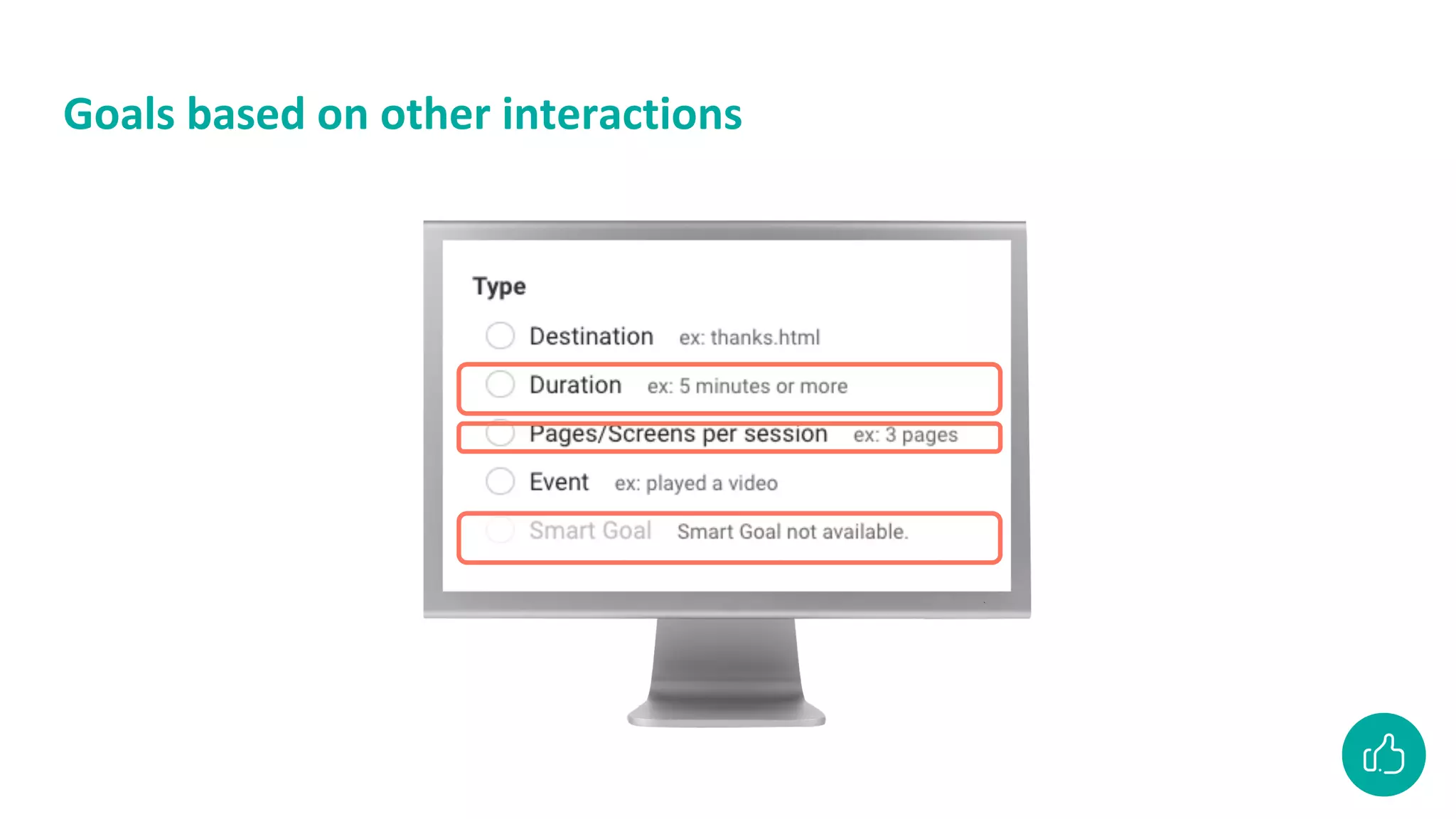 Goals based on other interactions
 