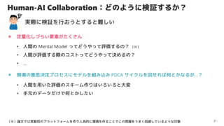 Human-AI CollaborationɤΤ褦˗^뤫
21
gH˗^ФȤy
 Ť餤Ҫؤ
 F˼Qץ˥ǥMz PDCA ؤкΤȤʤ뤬
? g Mental Model äƤɤäuΣ 
? guHΥȤäƤɤäƛQΣ
? 
ՓĤǤόgYäΥץåȥե`˞Ĥ˭h뤳ȤǤΆ}򤦤ޤرܤƤ褦ӡ
? gäuΥ`Ϥȴ
? ԪΥǩ`ǺΤȤ
 