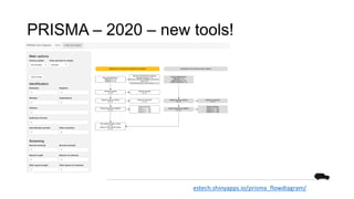 PRISMA – 2020 – new tools!
estech.shinyapps.io/prisma_flowdiagram/
 
