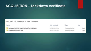 ACQUISITION – Lockdown certificate
 