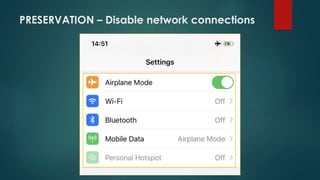 PRESERVATION – Disable network connections
 
