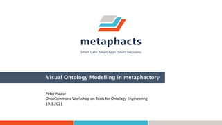 Visual Ontology Modelling in metaphactory
Peter Haase
OntoCommons Workshop on Tools for Ontology Engineering
19.3.2021
 