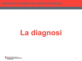 La diagnosi
POSTGRAU EN DIRECCIÓ I GESTIÓ PÚBLIQUES
21
 