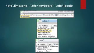 etctimezone - etckeyboard - etclocale
 