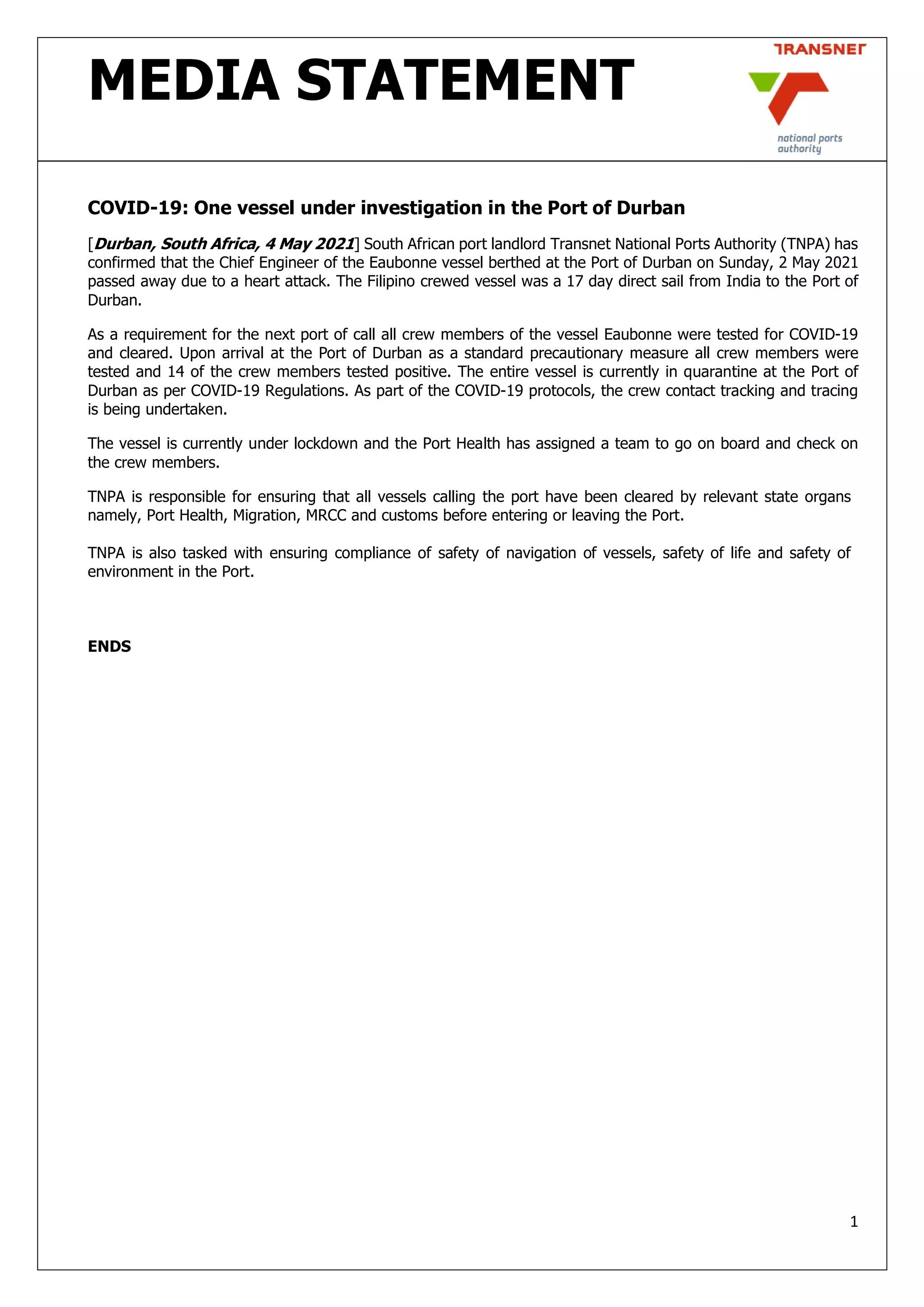 Transnet statement | PDF
