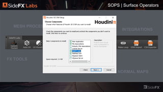 SOPS | Surface Operators
FX TOOLS
MODELING
WORLD BUILDING
MESH PROCESSING
UVS
NORMAL MAPS
INTEGRATIONS
 