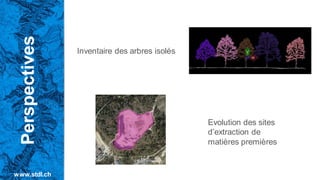 Inventaire des arbres isolés
Perspectives
www.stdl.ch
Evolution des sites
d’extraction de
matières premières
 