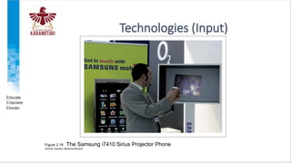 Technologies (Input)
Figure 2.16 The Samsung i7410 Sirius Projector Phone
Source: Gaustau Nacarino/Reuters
 