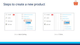 Click on Men’s Clothing Click on T-Shirts
Steps to create a new product
 