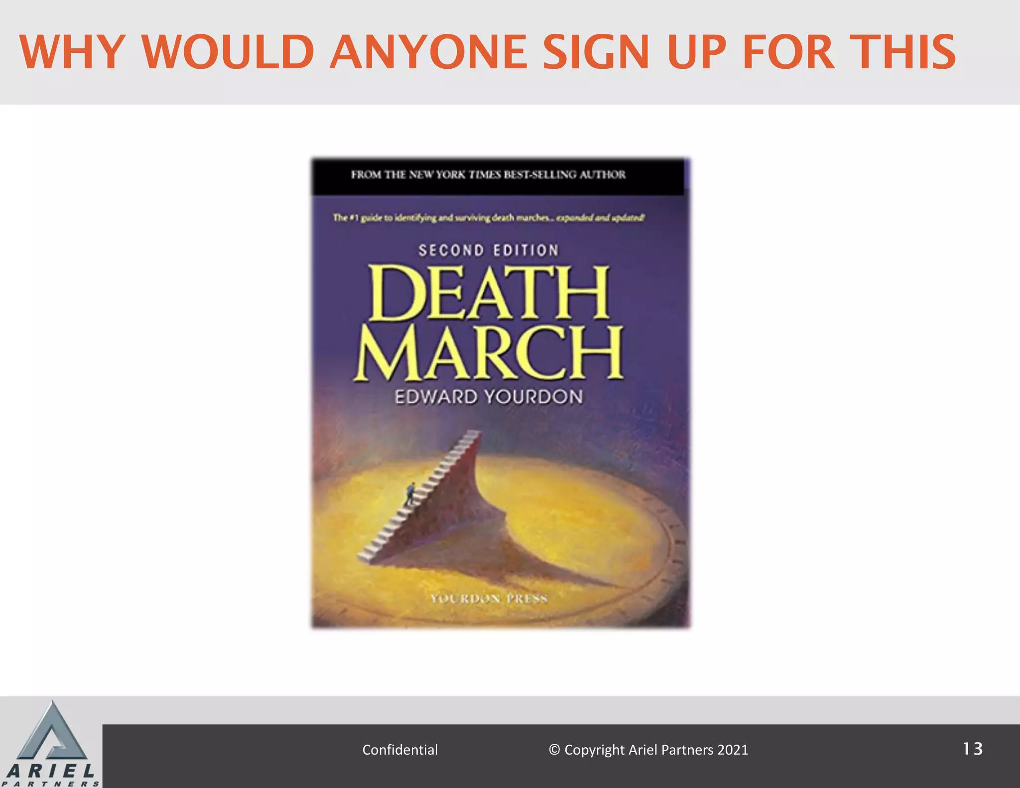 WHY WOULD ANYONE SIGN UP FOR THIS
13
Confidential © Copyright Ariel Partners 2021
 