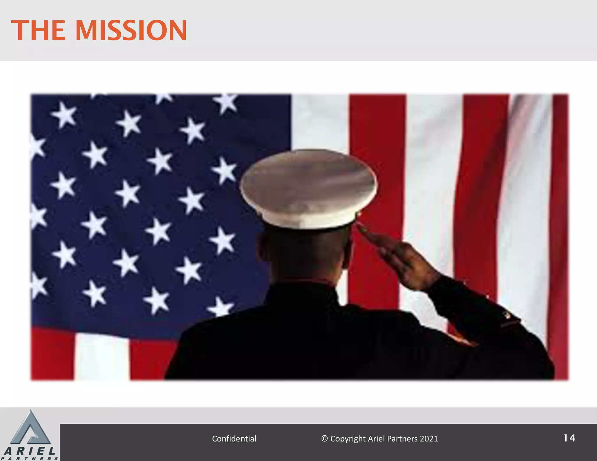 THE MISSION
14
Confidential © Copyright Ariel Partners 2021
 