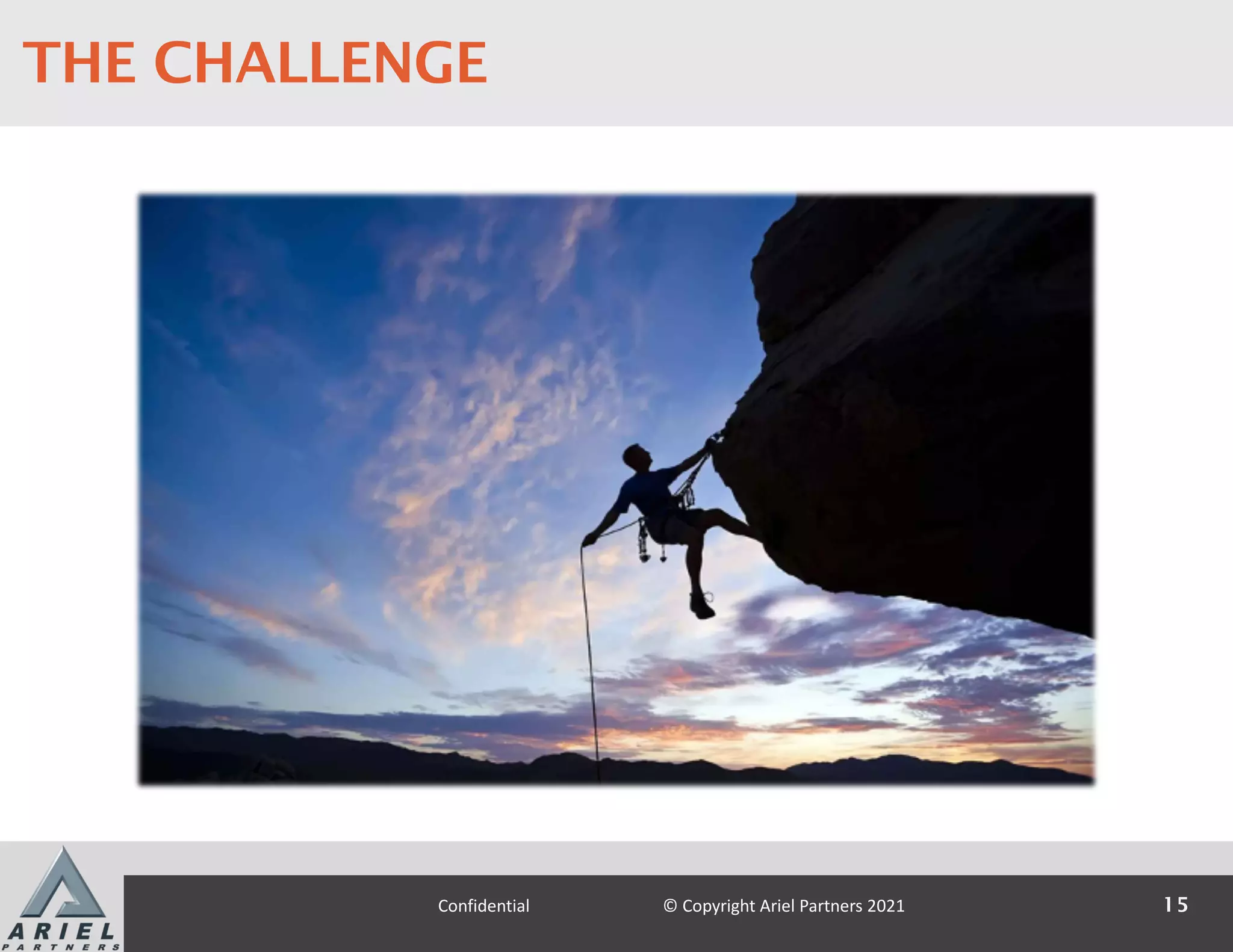 THE CHALLENGE
15
Confidential © Copyright Ariel Partners 2021
 