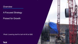 Overview
A Focused Strategy
Poised for Growth
Photo: Lowering shell for ball mill #3 at QB2
 