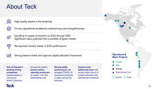 High-quality assets in the Americas
Proven operational excellence underpinning cost competitiveness
Doubling of copper production by 2023 through QB21
Significant value potential from a portfolio of green metals
Recognized industry leader in ESG performance
Strong balance sheet and rigorous capital allocation framework
5
Strong safety
performance with
stringent COVID-19
prevention protocols
in place across the
business
Among the world’s
lowest carbon
intensity producers
of copper, zinc and
steelmaking coal
Experienced
leadership team with
proven track record of
project execution and
operational excellence
One of Canada’s
leading mining
companies,
headquartered in
Vancouver,
British Columbia
Operations &
Major Projects
Copper
Zinc
Energy
Steelmaking Coal
Operation Project
About Teck
 