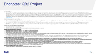 Endnotes: QB2 Project
Slide 55: QB2 Project
1. All-in sustaining costs (AISC) are net cash unit costs (also known as C1 cash costs) plus sustaining capital expenditures. Net cash unit costs are calculated after cash margin by-product credits assuming US$10.00/lb molybdenum and
US$18.00/oz silver. Net cash unit costs for QB2 include stripping costs during operations. AISC, Net cash unit cost and cash margins for by-products are non-GAAP financial measures which do not have a standardized meanings prescribed by
International Financial Reporting Standards (IFRS) or Generally Accepted Accounting Principles in the United States. These measures may differ from those used by other issuers and may not be comparable to such measures as reported by
others. These measures are meant to provide further information about our financial expectations to investors. These measures should not be considered in isolation or used in substitute for other measures of performance prepared in
accordance with IFRS. For more information on our calculation of non-GAAP financial measures please see our Management’s Discussion and Analysis for the year ended December 31, 2018, which can be found under our profile on SEDAR
at www.sedar.com.
Slide 57: QB2’s Competitive Cost Position
1. Source: Wood Mackenzie. Average 2021-2040.
2. C1 cash costs (also known as net cash unit costs) are presented after by-product credits assuming US$10.00/lb molybdenum and US$18.00/oz silver. C1 cash costs for QB2 include stripping costs during operations. Net cash unit costs and C1
cash costs are non-GAAP financial measures. See “Non-GAAP Financial Measures” slides.
3. All-in sustaining costs (AISC) are net cash unit costs (also known as C1 cash costs) plus sustaining capital expenditures. Net cash unit costs are calculated after cash margin by-product credits assuming US$10.00/lb molybdenum and
US$18.00/oz silver. Net cash unit costs for QB2 include stripping costs during operations. AISC, net cash unit cost and cash margins for by-products are non-GAAP financial measures. See “Non-GAAP Financial Measures” slides.
Slide 58: Vast, Long Life Deposit at Quebrada Blanca
1. Reserves and resources as at December 31, 2020.
2. Based on Sanction Case mine plan tonnage.
3. Resources are reported separately from, and do not include that portion of resources classified as reserves.
Slide 59: QB2 Project Economics Comparison
1. Based on go-forward cash flow from January 1, 2017. Based on all equity funding structure.
2. Based on go-forward cash flow from January 1, 2019. Based on optimized funding structure.
3. Life of Mine annual average figures exclude the first and last partial years of operations.
4. C1 cash costs are presented after by-product credits assuming US$10.00/lb molybdenum and US$18.00/oz silver. Net cash unit costs are consistent with C1 cash costs. C1 cash costs for QB2 include stripping costs during operations. Net cash
unit costs and C1 cash costs are non-GAAP financial measures. See “Non-GAAP Financial Measures” slides.
5. All-in sustaining costs (AISC) are net cash unit costs (also known as C1 cash costs) plus sustaining capital expenditures. Net cash unit costs are calculated after cash margin by-product credits assuming US$10.00/lb molybdenum and
US$18.00/oz silver. Net cash unit costs for QB2 include stripping costs during operations. AISC, net cash unit cost and cash margins for by-products are non-GAAP financial measures. See “Non-GAAP Financial Measures” slides.
Slide 60: QB2 Reserves and Resources Comparison
1. Mineral reserves are constrained within an optimized pit shell and scheduled using a variable grade cut-off approach based on NSR cut-off US$13.39/t over the planned life of mine. The life-of-mine strip ratio is 0.41.
2. Both mineral resource and mineral reserve estimates assume long-term commodity prices of US$3.00/lb Cu, US$9.40/lb Mo and US$18.00/oz Ag and other assumptions that include: pit slope angles of 30–44º, variable metallurgical recoveries
that average approximately 91% for Cu and 74% for Mo and operational costs supported by the Feasibility Study as revised and updated.
3. Mineral resources are reported using a NSR cut-off of US$11.00/t and include 23.8 million tonnes of hypogene material grading 0.54% copper that has been mined and stockpiled during existing supergene operations.
4. Mineral reserves are constrained within an optimized pit shell and scheduled using a variable grade cut-off approach based on NSR cut-off US$18.95/t over the planned life of mine. The life-of-mine strip ratio is 0.70.
5. Mineral resources are reported using a NSR cut-off of US$11.00/t outside of the reserves pit. Mineral resources include inferred resources within the reserves pit at a US$ 18.95/t NSR cut-off and also include 23.8 million tonnes of hypogene
material grading 0.54% copper that has been mined and stockpiled during existing supergene operations.
Slide 62: Quebrada Blanca Accounting Treatment
1. Sumitomo Metal Mining Co. Ltd. and Sumitomo Corporation are collectively referred to as Sumitomo.
63
 