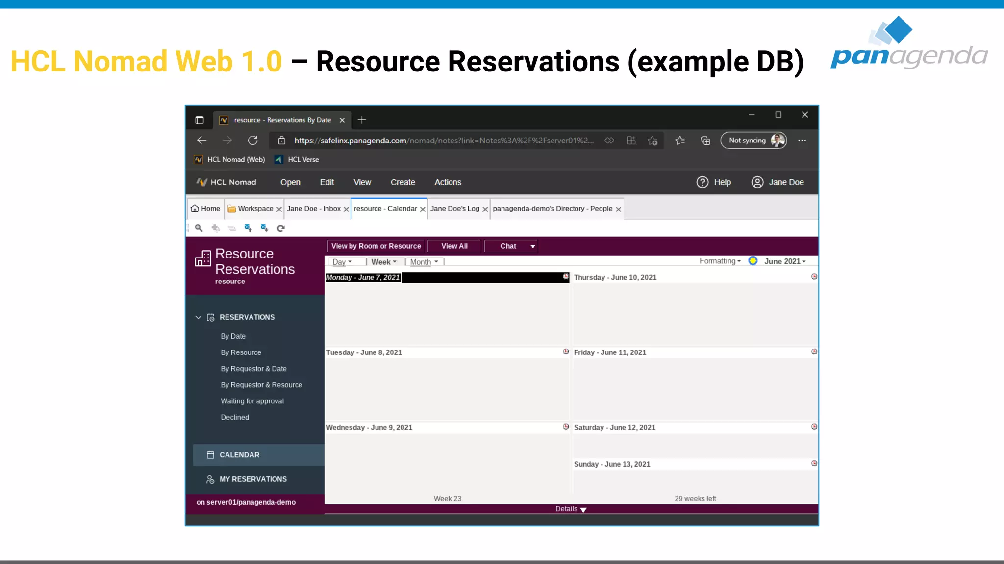 HCL Nomad Web 1.0 – Resource Reservations (example DB)
 
