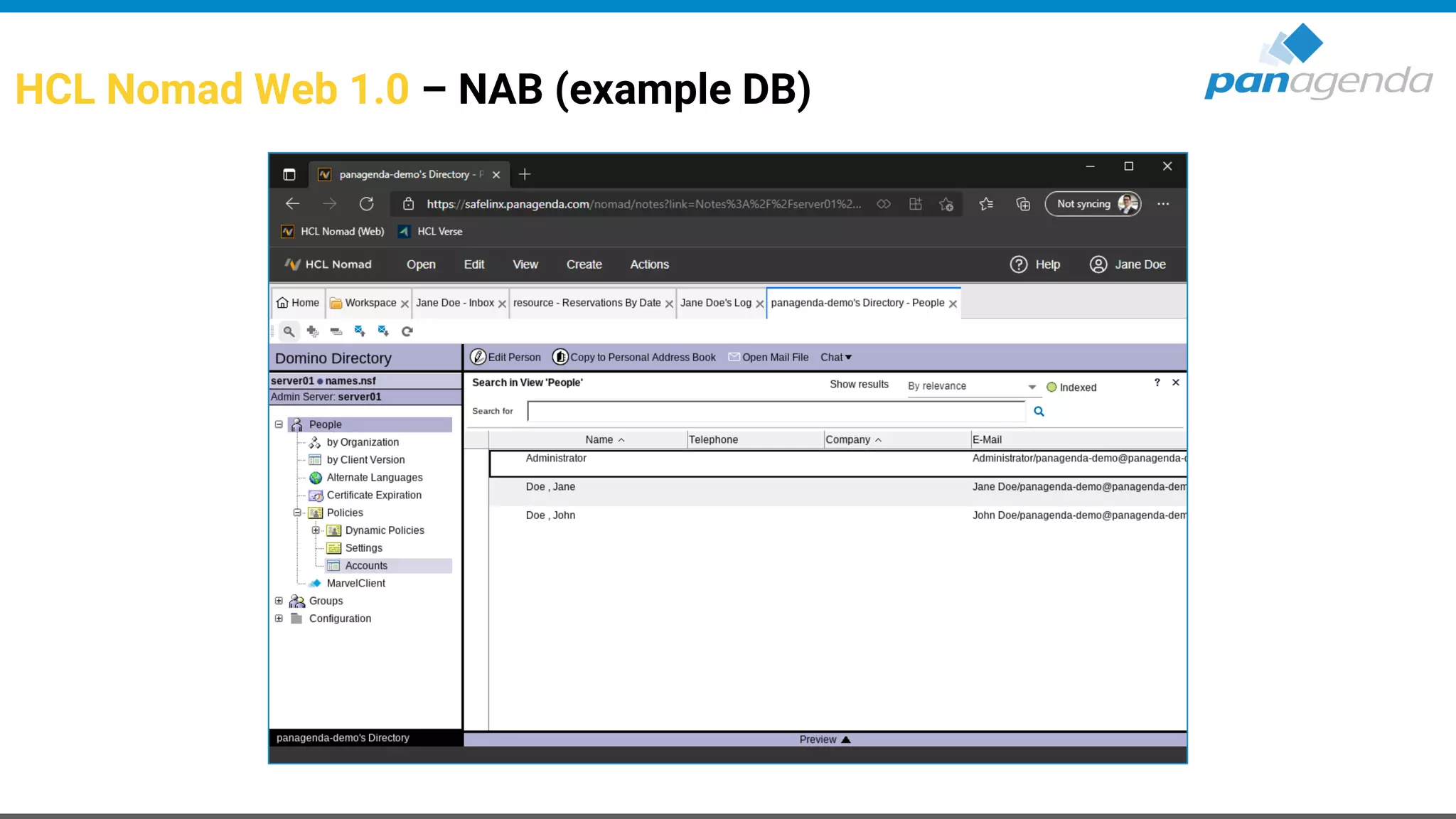 HCL Nomad Web 1.0 – NAB (example DB)
 