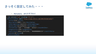 さっそく設定してみた・・・
• Metadata APIでデプロイ
 