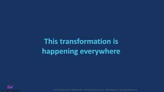 Event Streaming with Apache Kafka in the Insurance Industry – @KaiWaehner - www.kai-waehner.de
This transformation is
happening everywhere
 