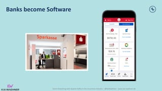 Event Streaming with Apache Kafka in the Insurance Industry – @KaiWaehner - www.kai-waehner.de
Banks become Software
 