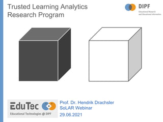 Trusted Learning Analytics
Research Program
Prof. Dr. Hendrik Drachsler
SoLAR Webinar
29.06.2021
 