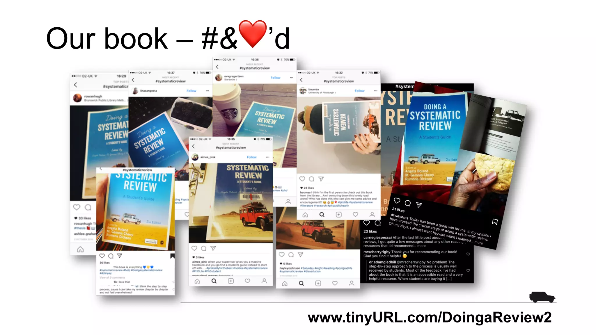 Our book – #&❤’d
www.tinyURL.com/DoingaReview2
 