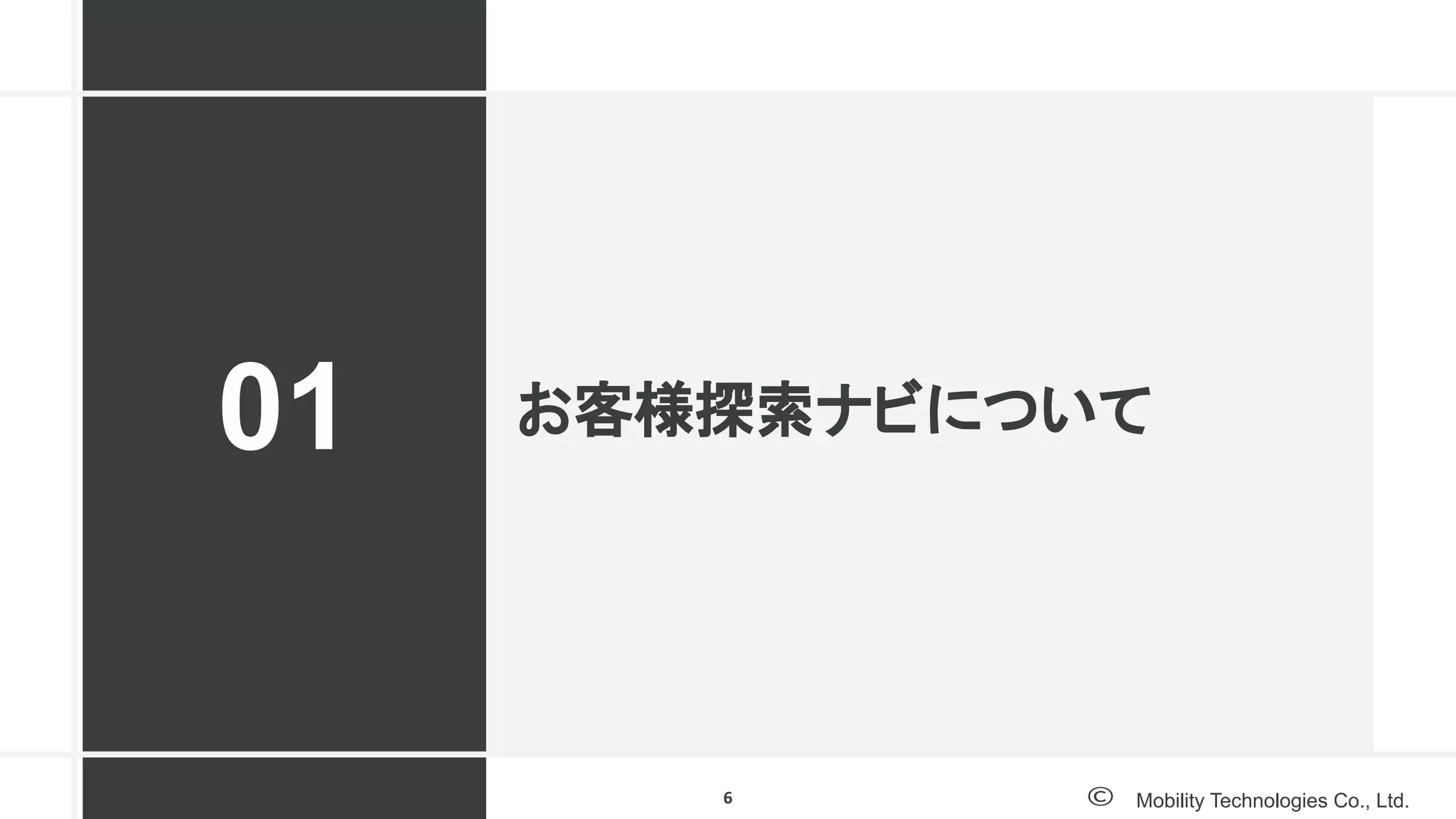 Mobility Technologies Co., Ltd.
お客様探索ナビについて
01
6
 