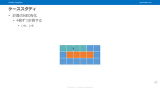 Fixstars Corporation www.fixstars.com
Copyright © Fixstars Corporation
ケーススタディ
• 計算のNEON化
• 4個ずつ計算する
• i=0, j=0
47
1
 