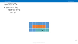 Fixstars Corporation www.fixstars.com
Copyright © Fixstars Corporation
ケーススタディ
• 計算のNEON化
• 4個ずつ計算する
• i=2, j=2
50
9
 