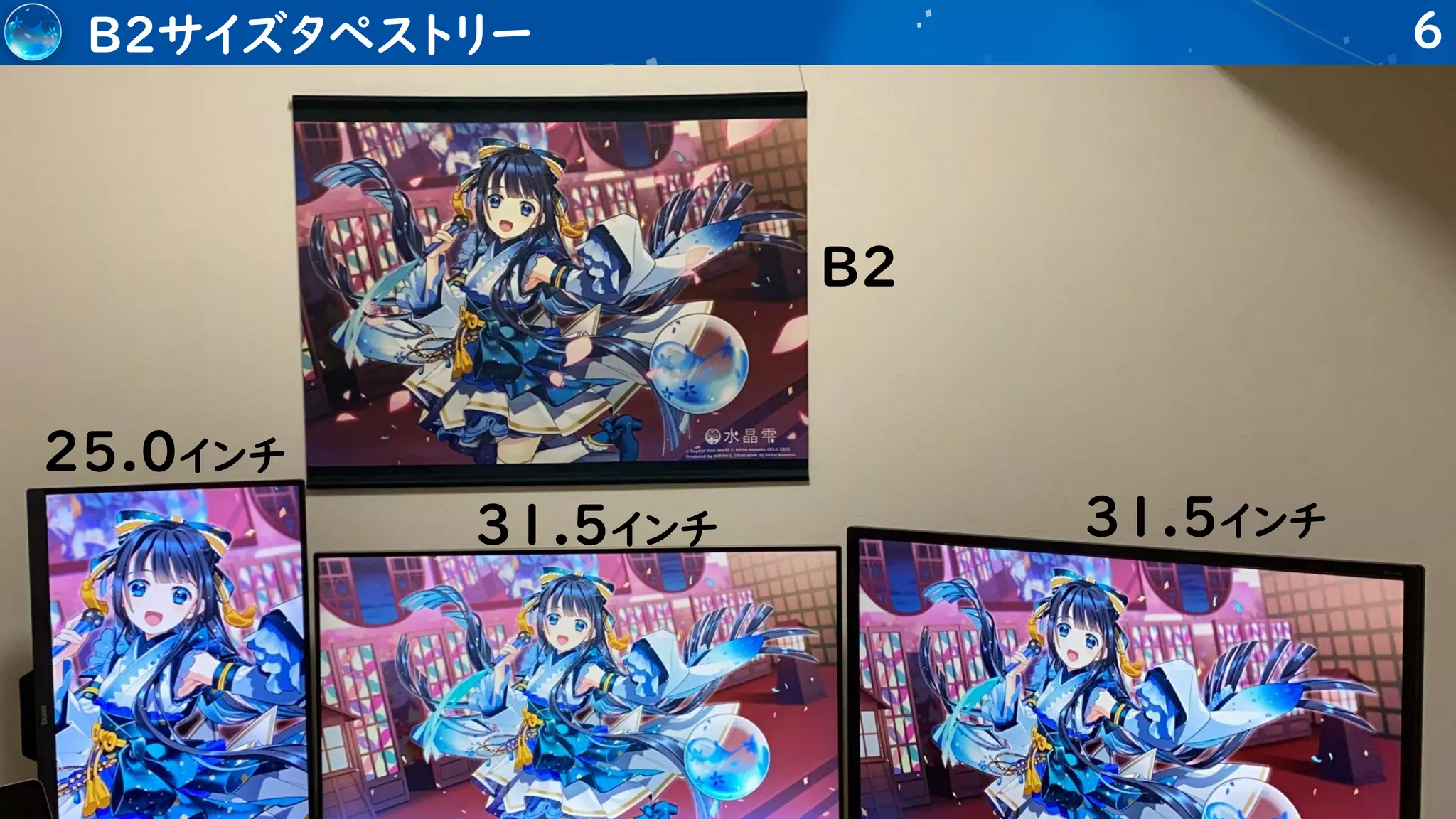 6
B2サイズタペストリー
25.0インチ
B2
31.5インチ 31.5インチ
 