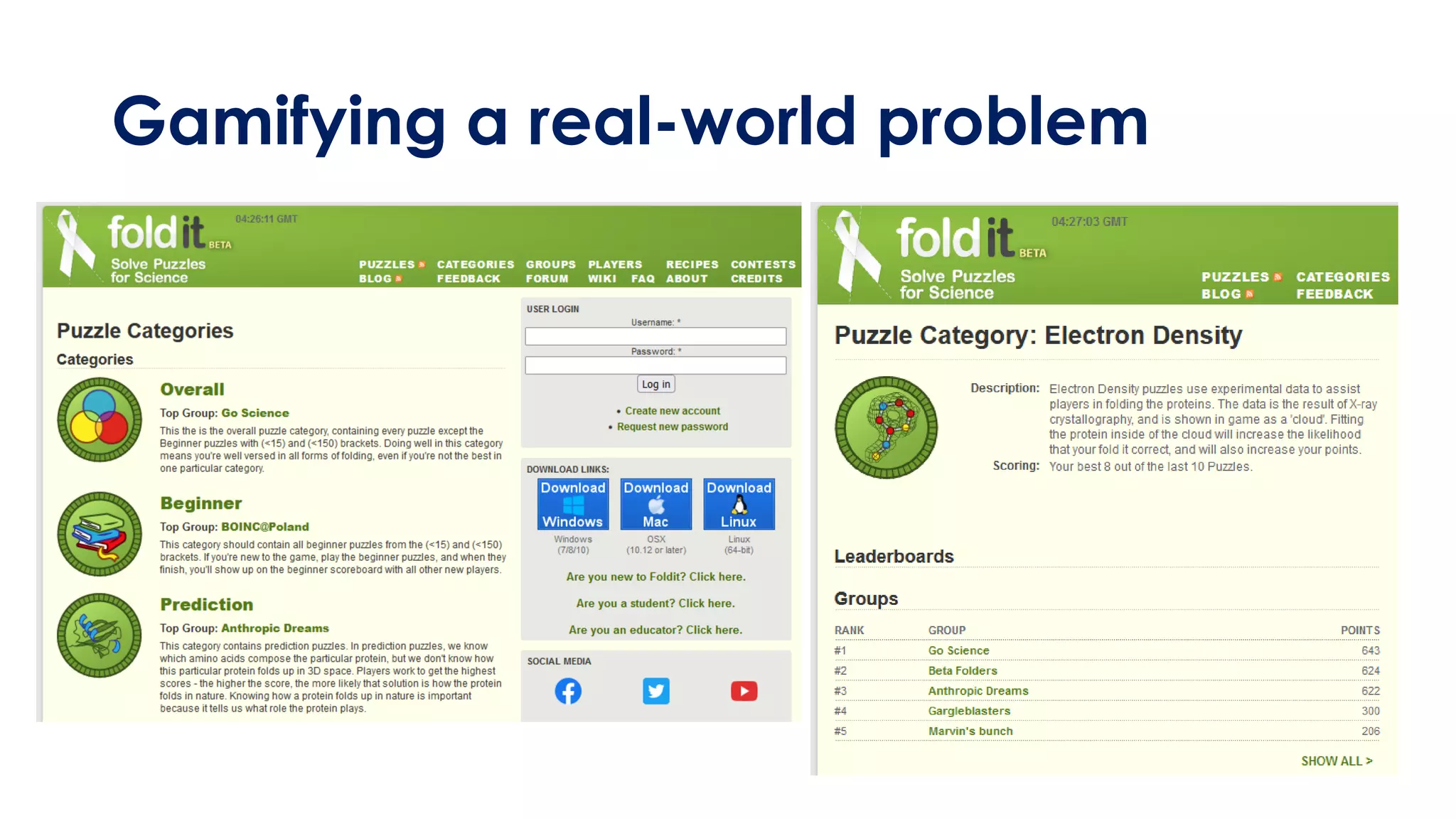 Gamifying a real-world problem
 