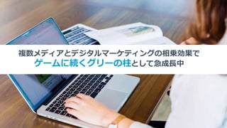 Copyright © GREE, Inc. All Rights Reserved.
18
複数メディアとデジタルマーケティングの相乗効果で
ゲームに続くグリーの柱として急成長中
 