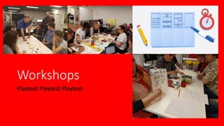 Workshops
Playtest Playtest Playtest
 