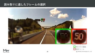 Mobility Technologies Co., Ltd.
読み取りに適したフレームの選択
20
検出されたBBOX
最適フレーム
実際のDRIVE CHARTの映像とは異なります
 