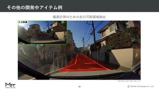 Mobility Technologies Co., Ltd.
その他の開発中アイテム例
24
幅員計測のための⾛⾏可能領域抽出
実際のDRIVE CHARTの映像とは異なります
 