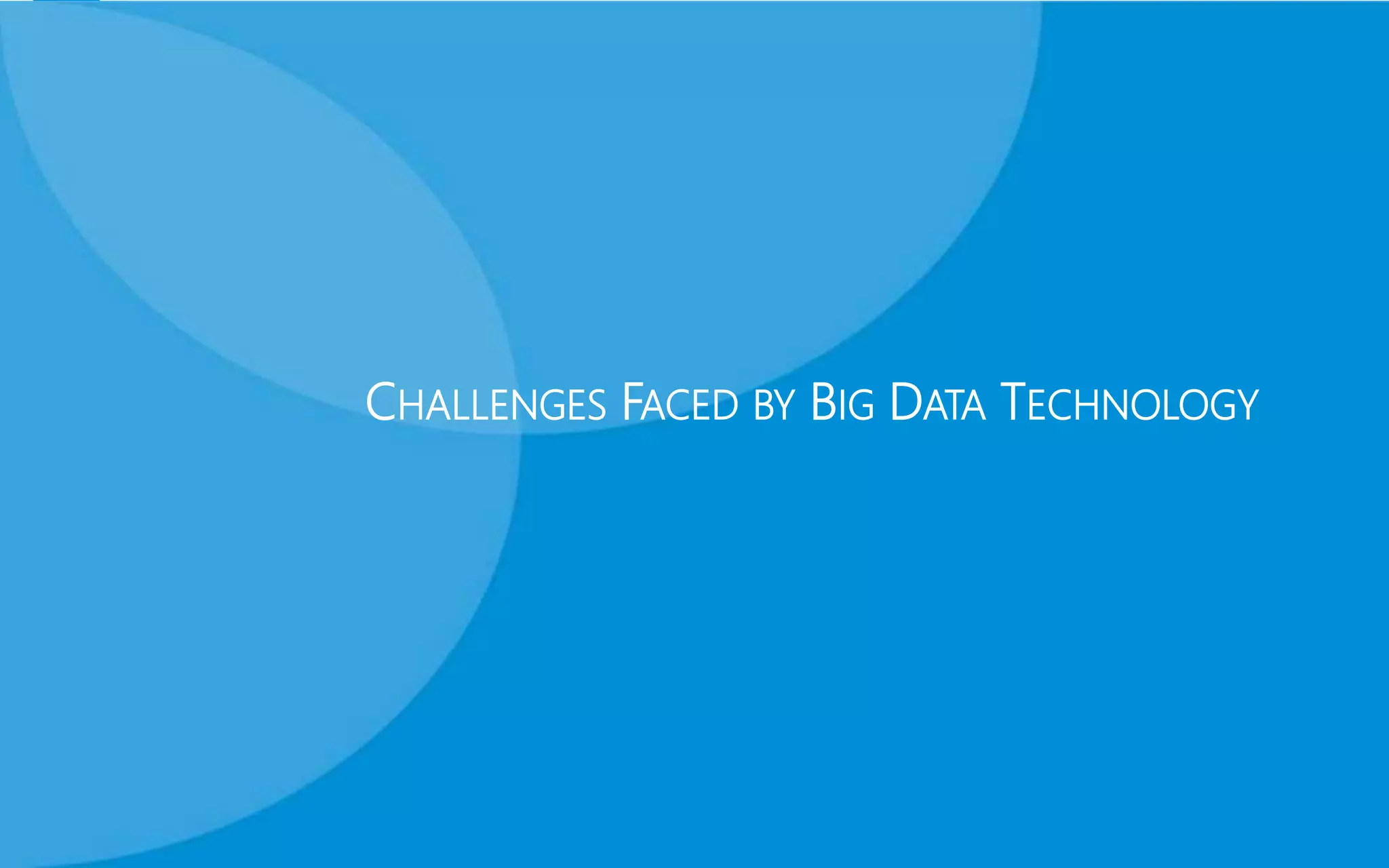 CHALLENGES FACED BY BIG DATA TECHNOLOGY
 
