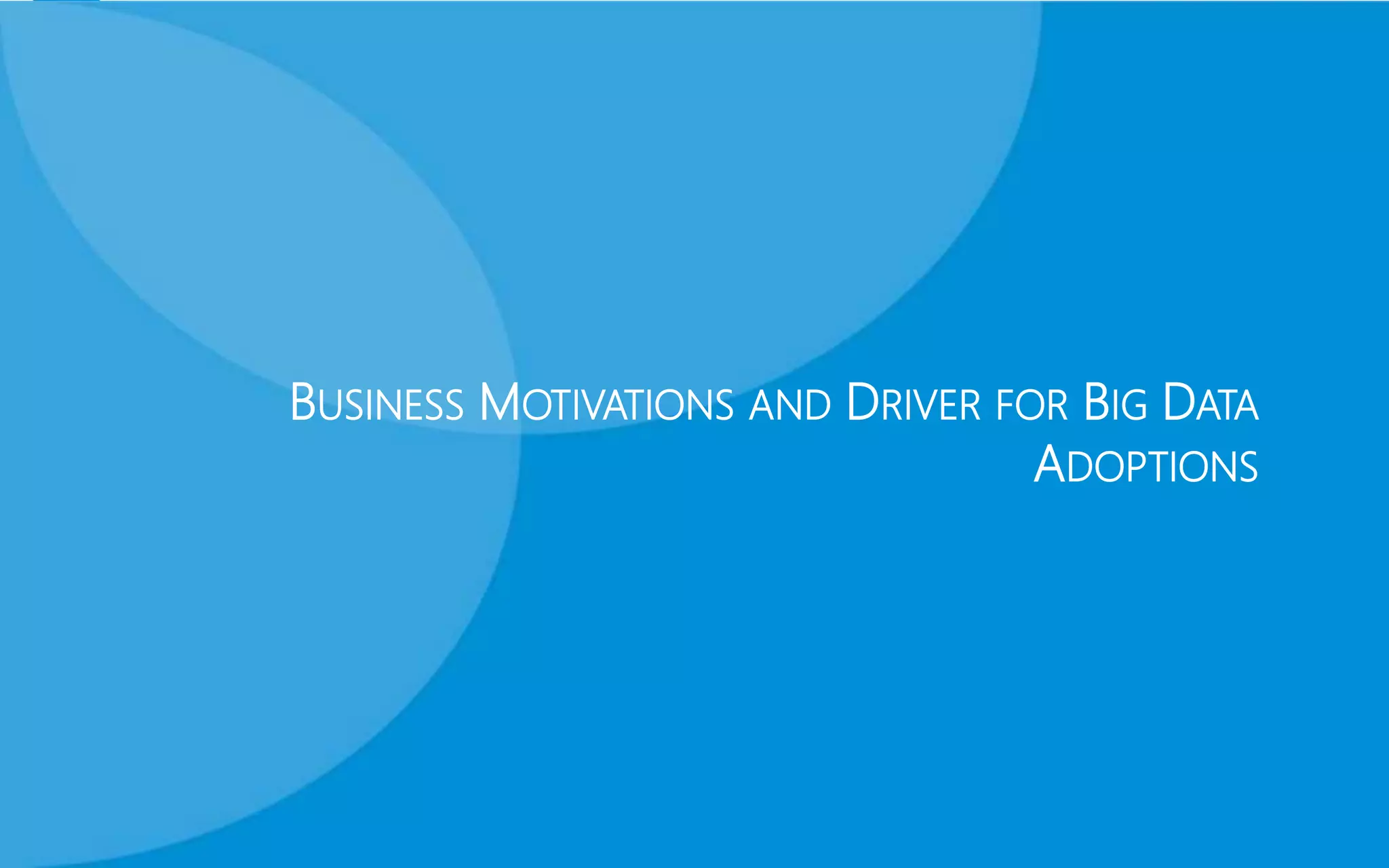 BUSINESS MOTIVATIONS AND DRIVER FOR BIG DATA
ADOPTIONS
 