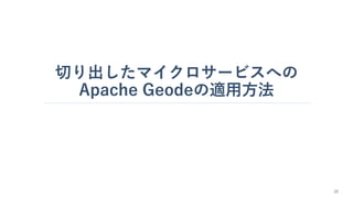 切り出したマイクロサービスへの
Apache Geodeの適用方法
20
 