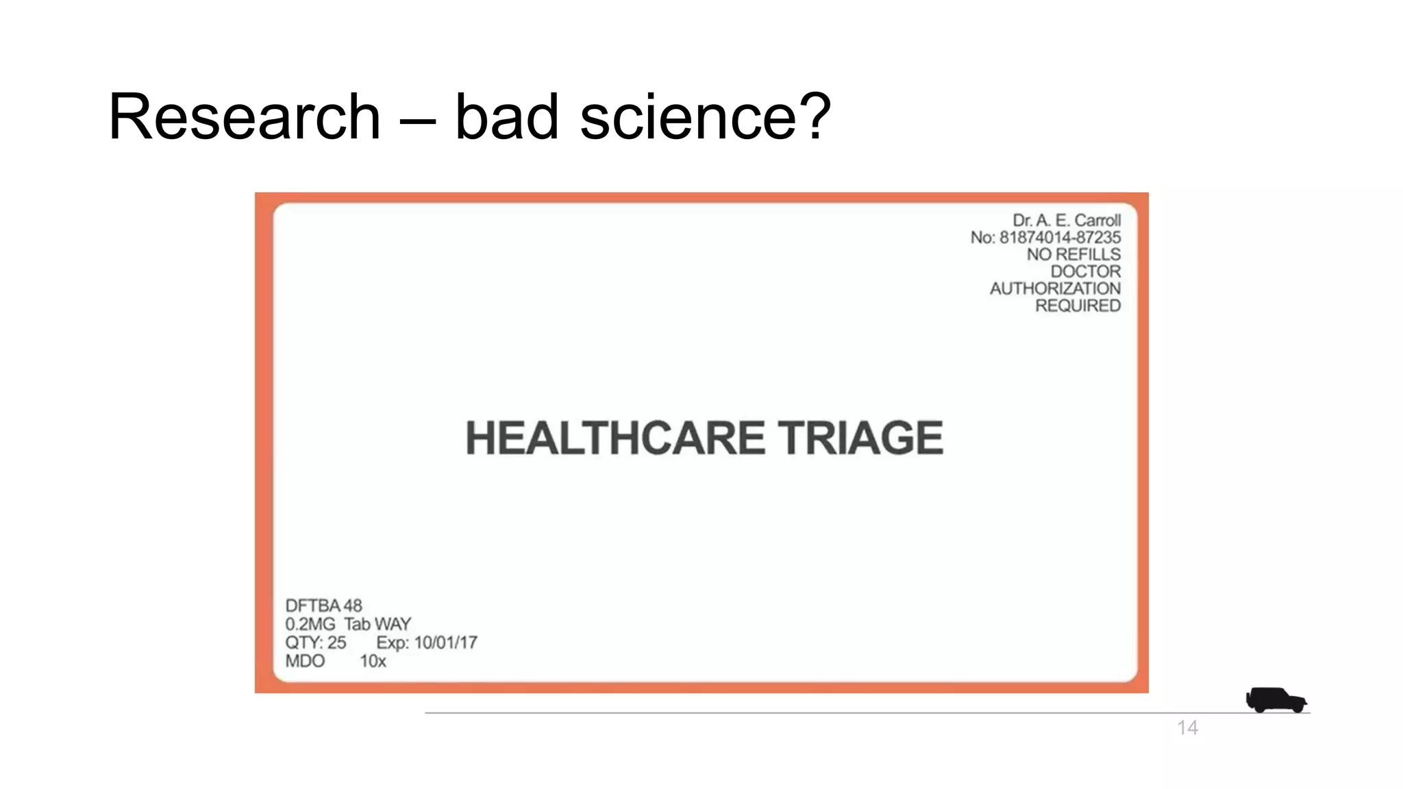 Research – bad science?
14
 