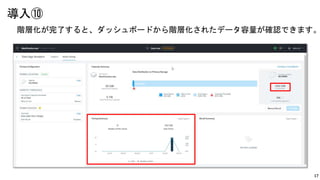 17
階層化が完了すると、ダッシュボードから階層化されたデータ容量が確認できます。
導入⑩
 