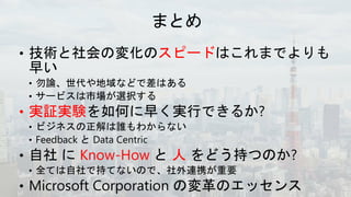 スピード
• 実証実験
Know-How 人
 