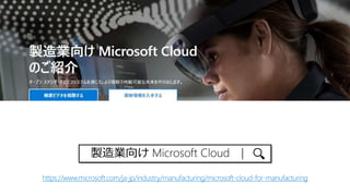 https://www.microsoft.com/ja-jp/industry/manufacturing/microsoft-cloud-for-manufacturing
 